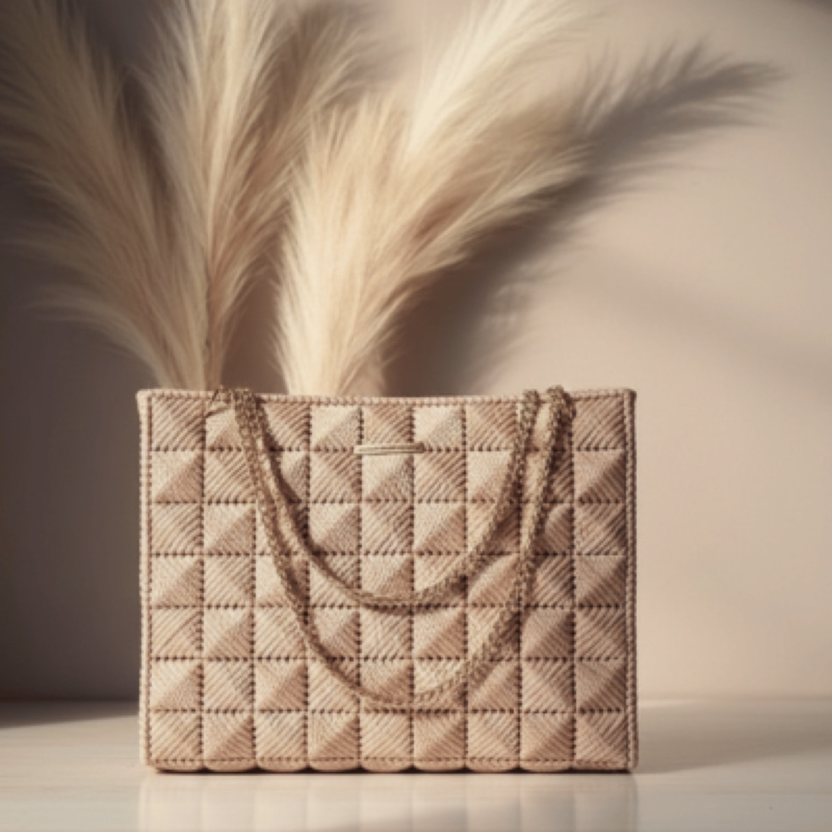 Bolso beige acolchado